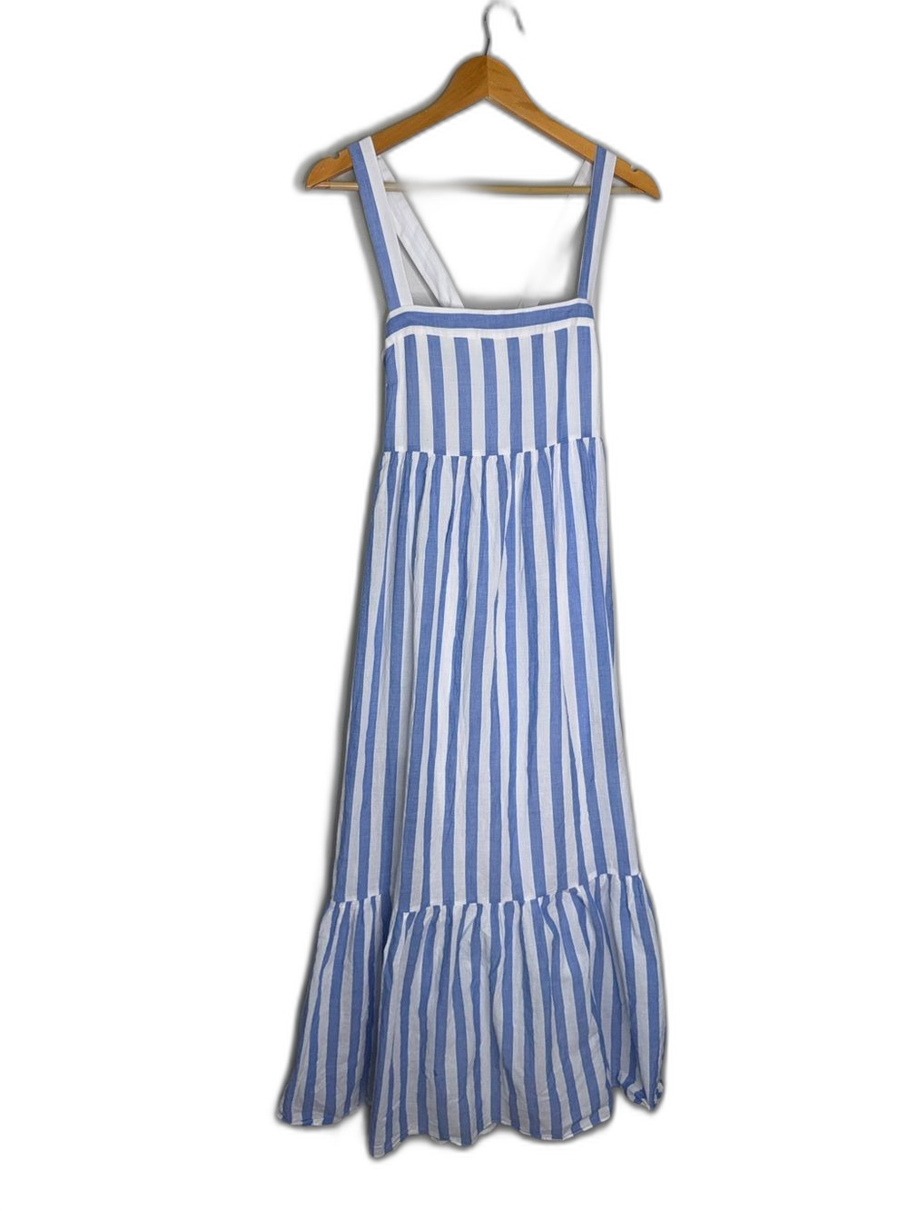 English Factory Maxi Sundress Women’s Medium Blue and White Pockets !